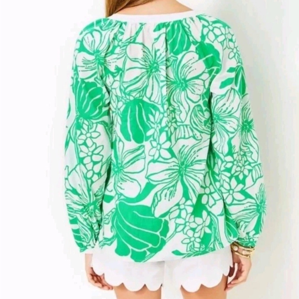 Lilly Pulitzer Sz XL Camryn Tunic in Spearmint Green Kiss My Tulips Top - Picture 5 of 14